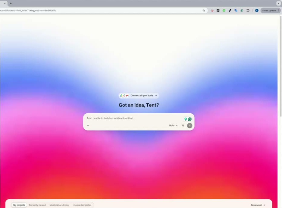Lovable's prompt composer with the Build mode selector